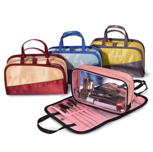 new Hot Contrast color cosmetic bag storage bag large capacity travel multi-function two-in-one portable inner wash bag simple portable free