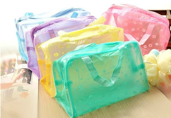 10 pcS travel giftPVC Transpant waterproof cosmetic bag wash bath bags poch makeup storage organizer pocket gift for women girls