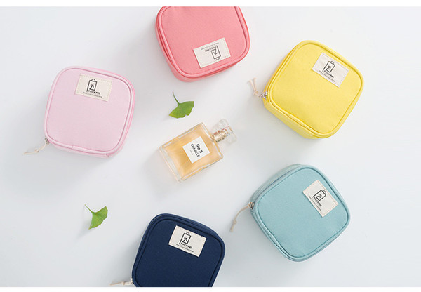 Sweet small fresh sanitary cotton cosmetics travel travel charge data line digital sundries small storage bag