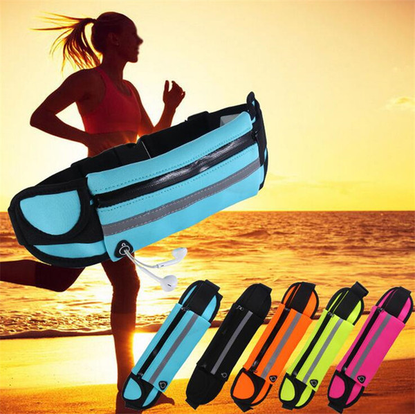 Outdoor Cell Phone Waterproof Sport Runner Waist Bum Bag Running Jogging Belt Pouch Zip Fanny Pack Fitness Packs DHL Free