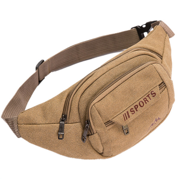 New Outdoor Sports Multi-function Men's Slung Cashmere Bag Large Mobile Phone Bag Canvas Pockets