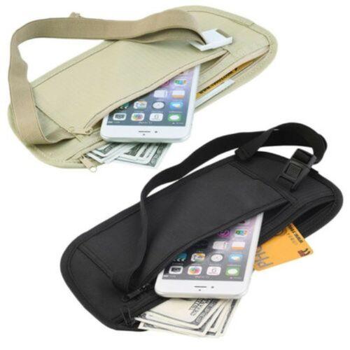 New Travel Waist Pouch for Passport Money Belt Bag Hidden Security Wallet Black