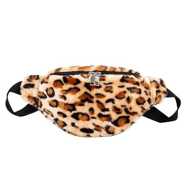 Fashion Leopard Print Waist Bag Pockets Plush Comfortable Soft Belt Winter Warm Fashion Shoulder Strap For Women Fanny Pack Bags