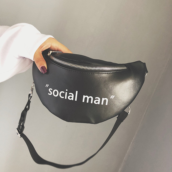 2019 New Solid Color Zipper Fashion Waist pack Shoulder Messenger Bag Wild Simple Chest Bag