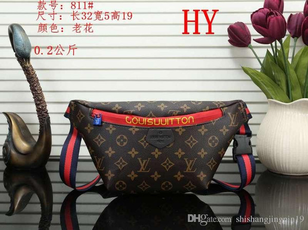 New Top Quality Famous 2019 Brand Fashion Men And Women Waist Bags Leathers Bag Printed Waistpacks# 811