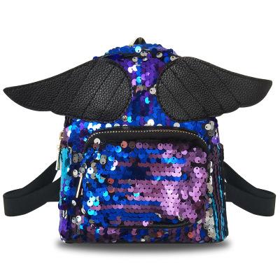 Summer Shoulder Bag Sequins Flashing Trend Korean Style Cute Wings Schoolbag Cartoon Backpack For Children Backpack For Middle School Girls