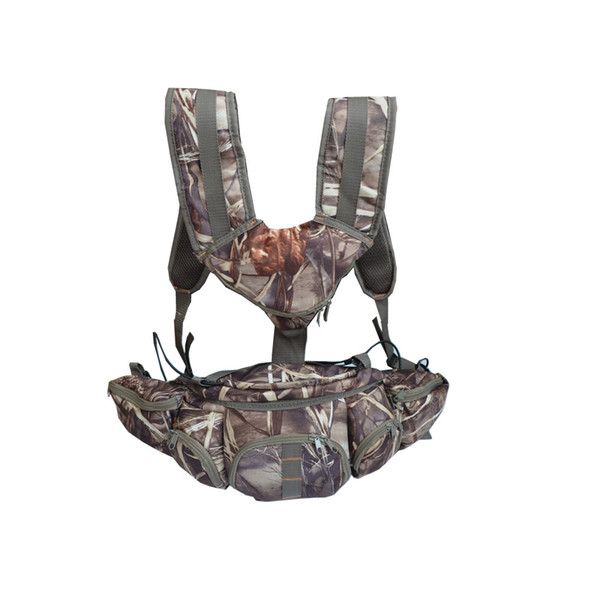 Outdoor Multi-pocket Sport Backpack Camouflage Waist Bag for Fishing Hiking Travelling Color Forest camouflage Adjustable Waist Shoulder