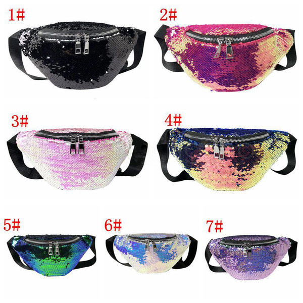 7styles sequin mermaid Chest Bag bling Waist Bag Casual Outdoor Sports Fanny Packs Sparkle Messenger Shoulder Travel Beach Bag