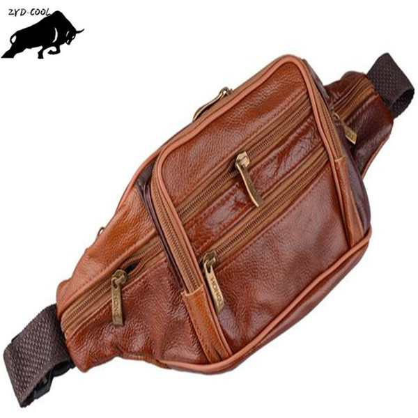 ZYD-COOL Men Male Casual Functional sheepskin Bag Waist Bag Money Phone Belt Bag 3color