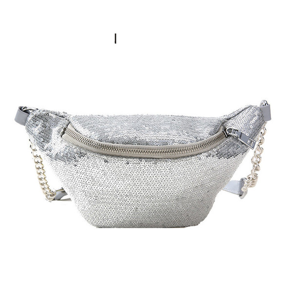 good quality Paillette Waist Bag Women Pack With Sequins Female Belt Bags Chest Handbag Travel Money Bags Cashier Pouch