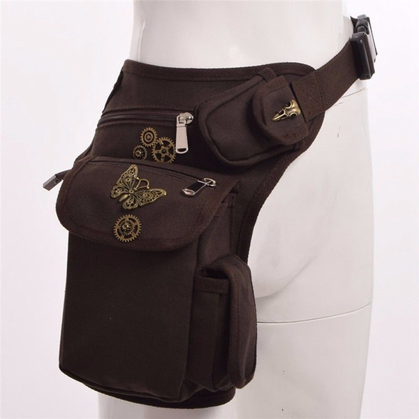 Victorian Punk Waistpack Men Vintage Gears Butterfly Waist Bag Knight Leg Hip Packs Purse Rock Belt Bag Gift