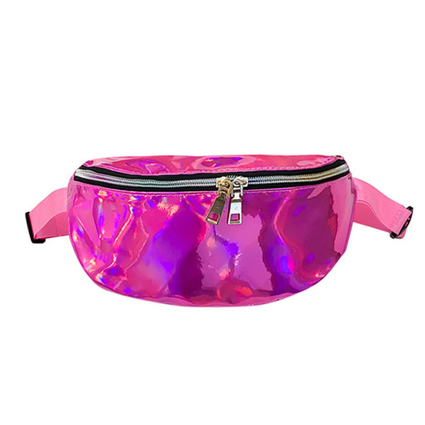 Women Pu Laser Waist 2019 New Fanny Pack Handbags Reflective Chest Waist Bag Women Belt Bag Punk Fanny Waist Pack Hot Sale