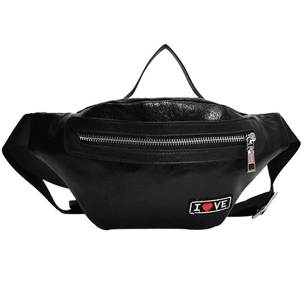 New Women Casual Waist Pack Bag Neutral Sport Leather Fanny Pack Women Belt Bag Pouch Money Phone Bum Hip Bag Black