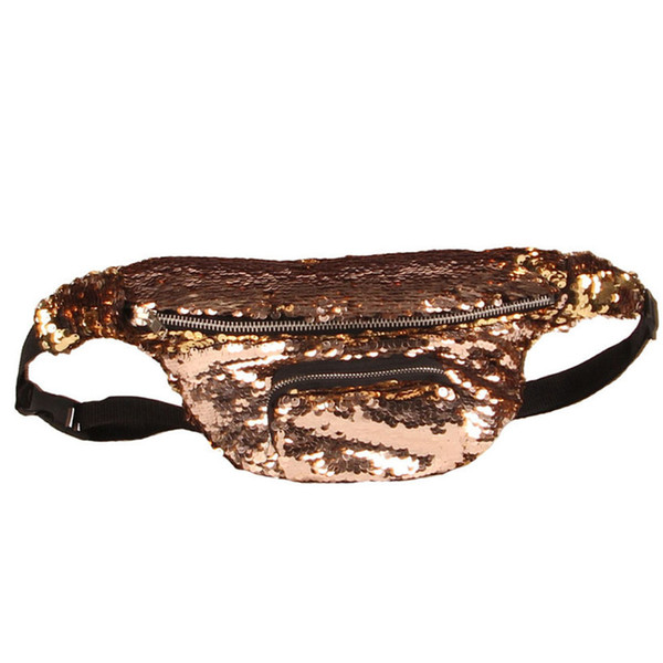 Waist Bag Women Men Unisex Casual Double Color Shiny Sequins Unisex Waist Fanny Pack Belt Bag Men