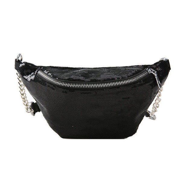 good quality Summer Sequins Chest Bag Messenger Bag Female 2019 New Korean Zipper Shoulder Bags Fashion Chain Chest Pack Cool Waist Bag