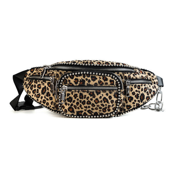 Velvet Leopard Lady Waist Bag New Fashion Personality High Quality Casual Wild Temperament Multi-function Messenger Bag