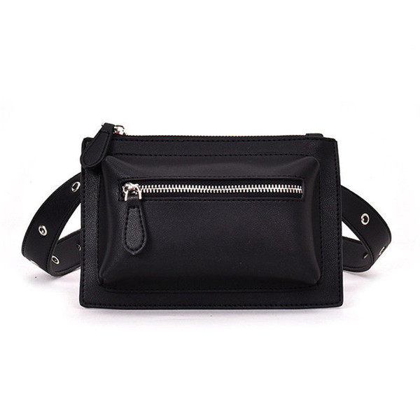 good quality Summer Fashion Chest Pack Wide Shoulder Strap Messenger Bag 2019 New Solid Box Pu Leather Waist Packs Zipper Women Pockets