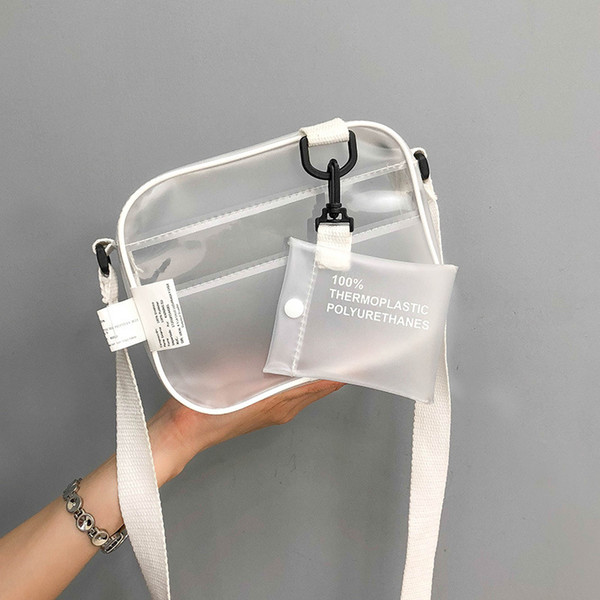 2018 Korean Student Chest Bag Female Mens Document Bag high quality pvc Jelly transparent Mini Flap Outdoor Simple Cross Messenger bag