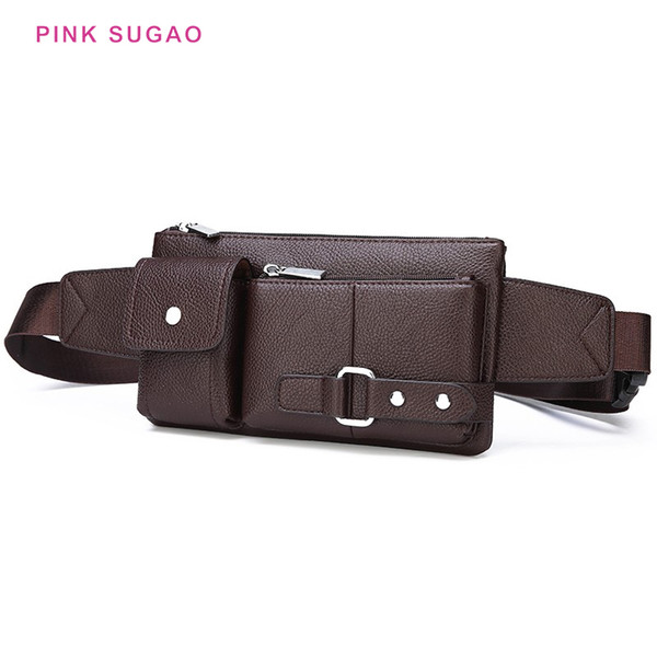 Pink sugao men waist bag designer chest bags new fashion pocket phone bags pu leather 2colors purses hot sales pu leather waist bags BHP