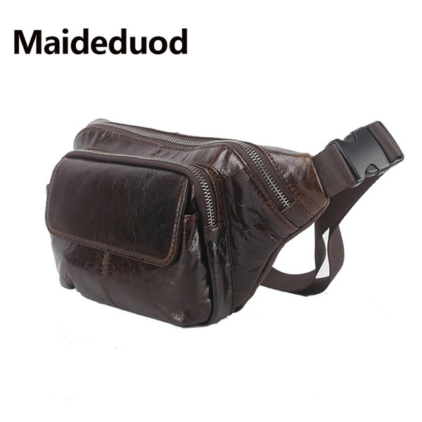 Fashion Genuine Leather waist bag for men fanny pack Leather belt bag waist pack bum bag money belt waist pouch molle pochete 7745