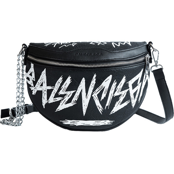 Hip-hop Fashion Female Waist Bag Women Fanny Pack Belt Bag Fashion Letters Chains Shoulder Crossbody Chest Bum sac 6118