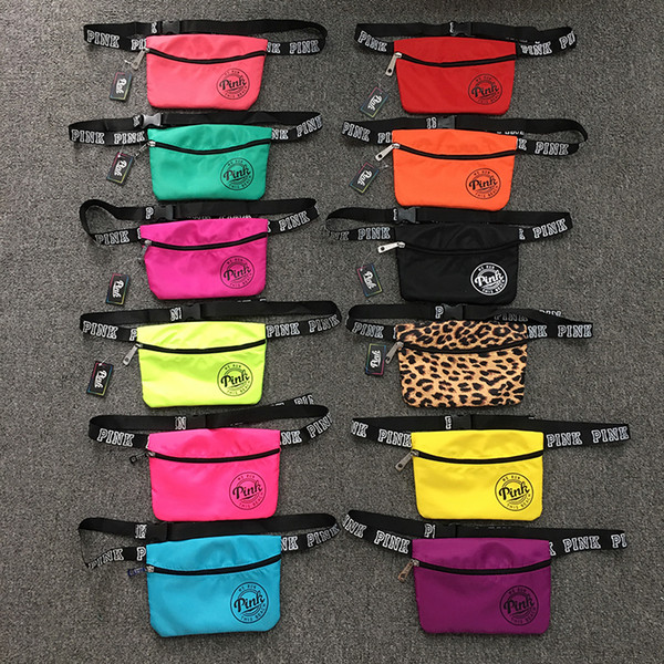 26 colors Pink Fanny Pack Pink Letter Waist Belt Bag Fashion Beach Travel Bags Waterproof Handbags Purses Outdoor Cosmetic Bag