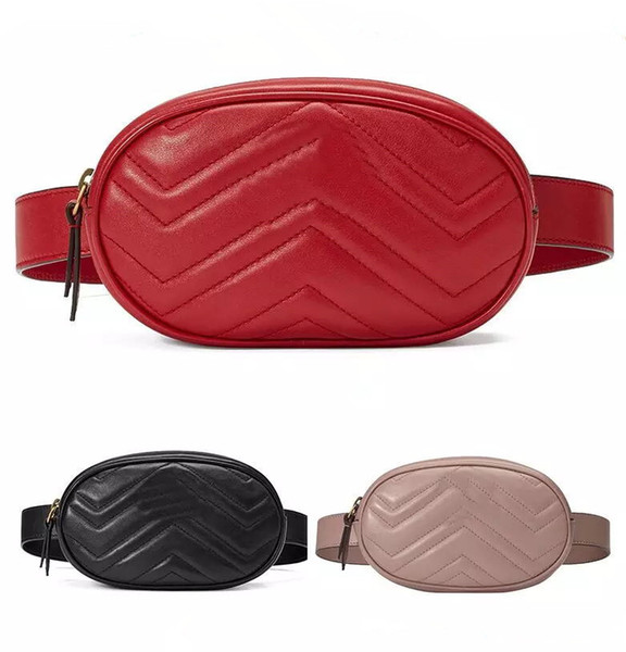 Free Ship Design Waist Bag Black cowhide Heart waist Bags wallet Women Red waist crossbody bag 476434