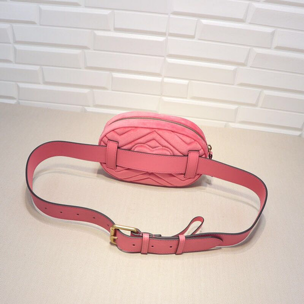 2018 Women's new velvet Waist Packsbag good quality leather brand free shipping classic velvet Waist belt bag W18xH11xD5cm 476434