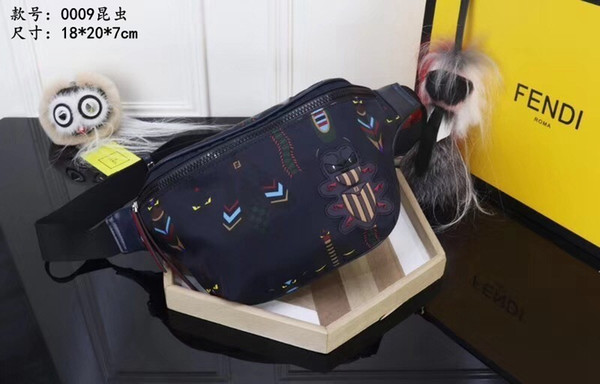 2018 new pockets summer new unisex insect pattern nylon chest bag classic models imported nylon cloth with top layer cowhide