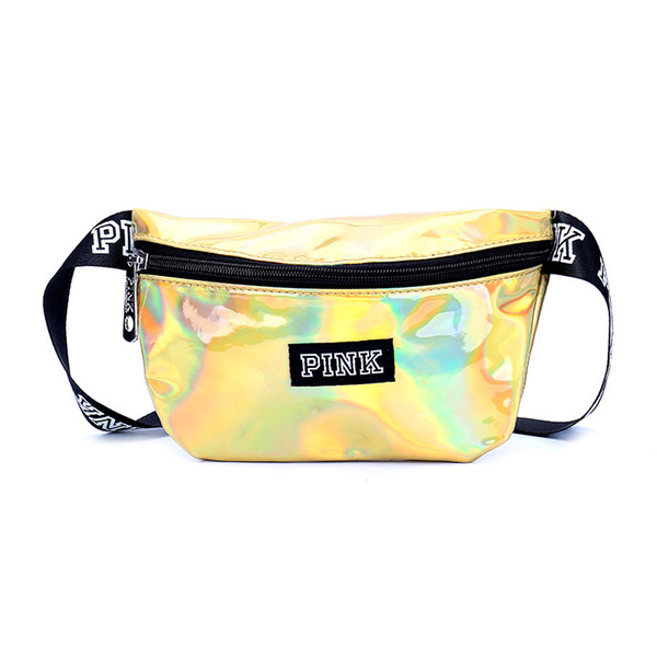 Pink Laser Transparent Pink Fanny Pack Letter Waist Belt Bag Beach Waterproof Handbags Purses Outdoor Bag