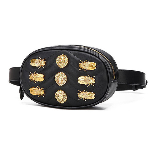 Hardware Badge Luxury Women Leather Pocket Fashion Cellphone Belt Waist bags Chest pack Fashion Designer Lady Elegant Chain Shoulder Bags