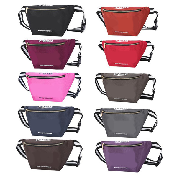 Pink Letter Fanny Pack Waist Bag canvas Beach Bag Handbag Purses Outdoor Cosmetic Bag 10 color