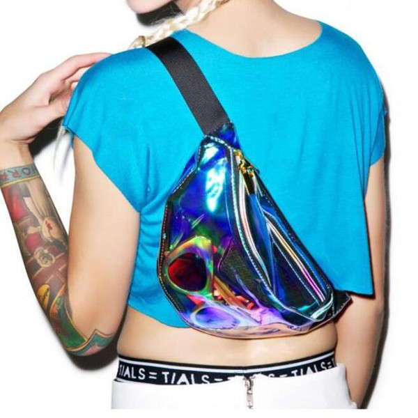 Fashion pockets unisex laser PVC transparent imported Lal tablets waterproof rainbow holographic pockets ladies Messenger bag shoulder bag