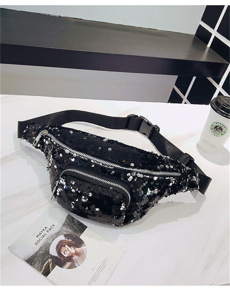 2019 Luxury Brand Designed Cute Sequins Waist Bag Girls Bags Womens Wasit Pack Bag New Hot Fashion Leather Crossbody Fashion Style Free Ship