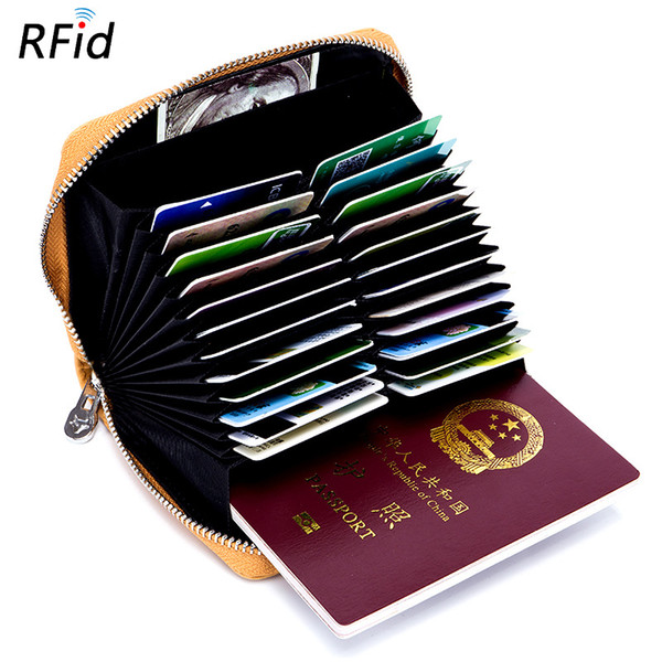 Men Women Soft Leather RFID Card Holders High Capacity ID Credit Cards Passport Holder Lady Wallets Coin Purse Casual Travel Wallet XW22