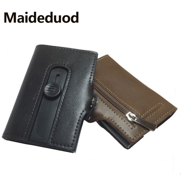 Maideduod New Smart card holds Vintage Genuine Leather Coin Purses Hasp Card case Casual Men wallet RFID Blocking Card Wallet