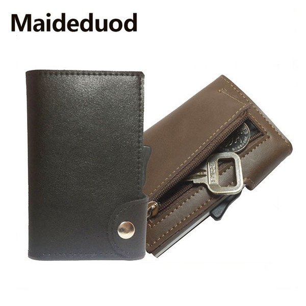 2019 NEW Fashion Cow leather Card Holder Case ID Metal Credit Card Holders With RFID Business Aluminum Wallet for Credit Card