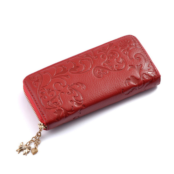 Free shipping Women Wallets and Purse Genuine Luxury Brand Leather Wallet Female Long Women Credit Card Holder Purse Women Card Case