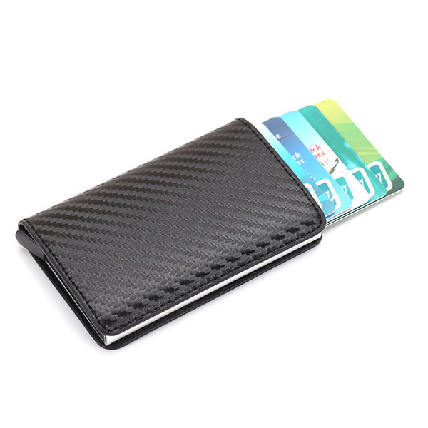 New Antitheft Men Vintage Credit Card Holder Blocking Rfid Wallet Leather Unisex Security Information Aluminum Metal Purse