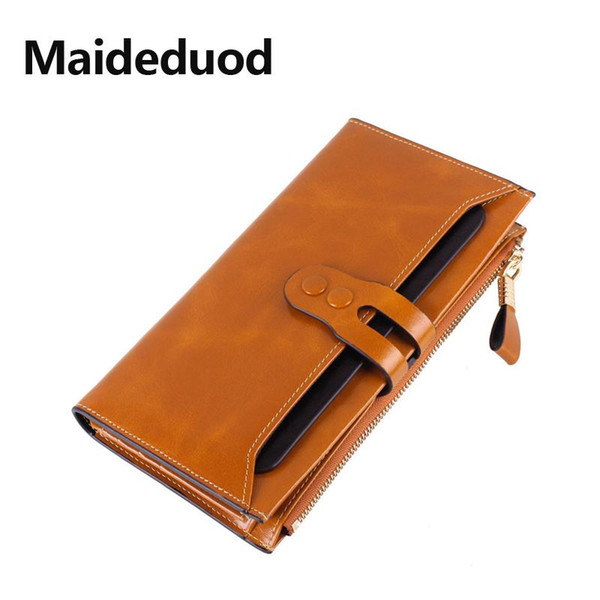 Hot Sale Women Clutch 2018 New Wallet Split Leather Wallet Female Long Wallet Women Zipper Purse Strap Coin Purse