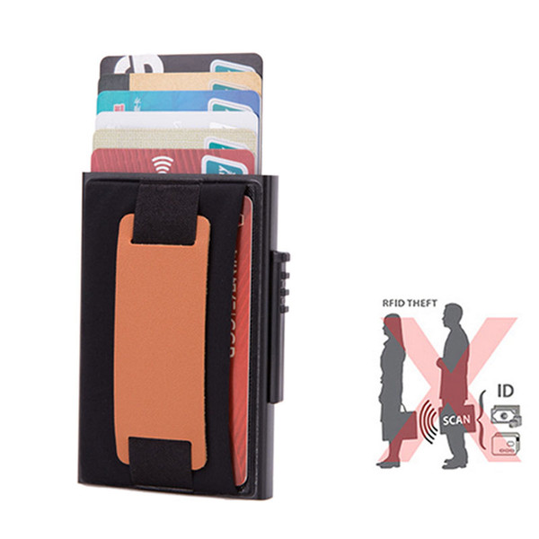 2019 NEW Men Aluminum Wallet With Back Pocket ID Card Holder RFID Blocking Mini Slim Metal Wallet Automatic Pop up Credit Card holder