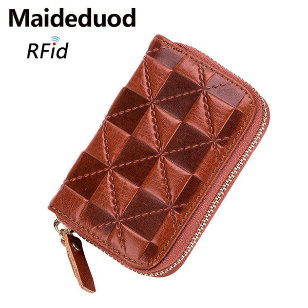 New Brand Fashion Women Credit Card holder Genuine Leather Men Business ID Card Holder Mini Zipper Bank Card Cases Wallets