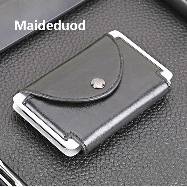 The ultra-thin metal crazy horse PU credit card holder RFID chief travel Mini Wallet Card Holder Porte ordering wallet male man