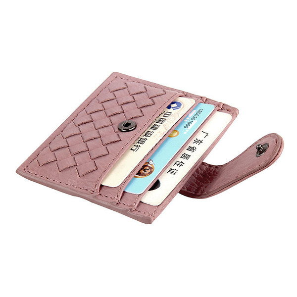 wholesale soft pu vegan faux leather custom color weave cheap fashion ladies woman designer bank credit gift thin card holder wallet