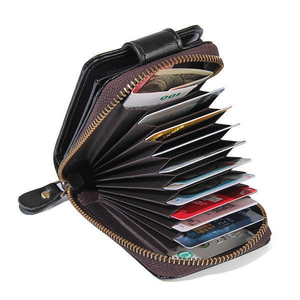 Genuine Leather Unisex Card Holder RFID Wallet For Credit Card ID Card Small Coin Purse Photo Holder Women And Men PR8192