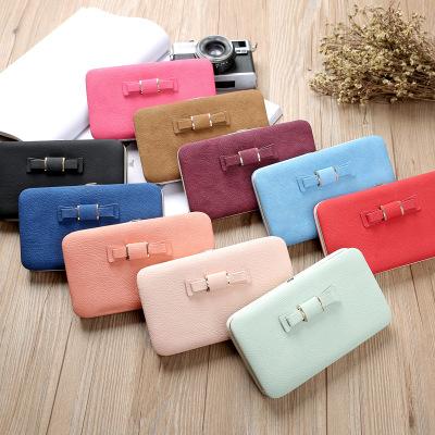 New Korean version of the multifunctional ladies in the long wallet fashion cute sweet bow lunch box clutch bag phone bag