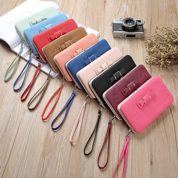 New Ms. Multicolor Bow Tote Fashion Creative Long Lunchbox Wallet Metal Frame Large capacity Mobile Phone Storage Bag