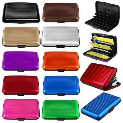 Explosion Models and More Card Organ Type Aluminum Alloy Card Bag Candy Color Stripes Unisex Case Credit Card Holder