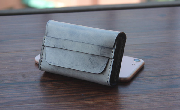 Leather Card Holder Handmade Credit Card Sleeve business card case Fashion Leather bag Sewing Double Money Bag Cowhide cardholder For Men