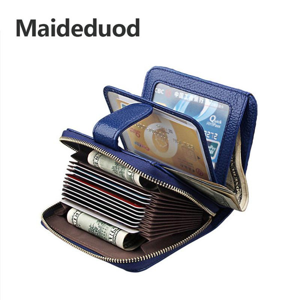 Hot sale Unisex Card Holders Wallet Split Leather Male Business RFID Cards Wallet High Capacity Female Credit Holders Purses